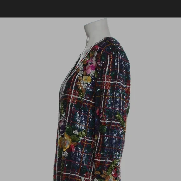 Floral Sequin Plaid Jacket